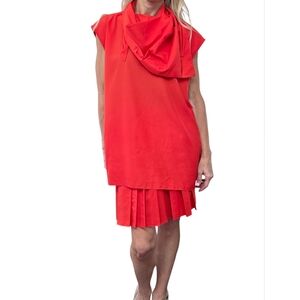 Tibi Red 3 Piece Set Top Skirt Scarf Size M Modern Minimal Chic